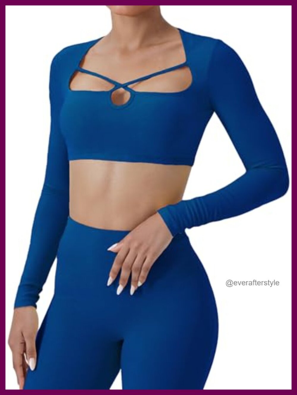 Women Long Sleeve Criss Cross Cutout Padded Crop Top Sports Bra Yoga Gym
